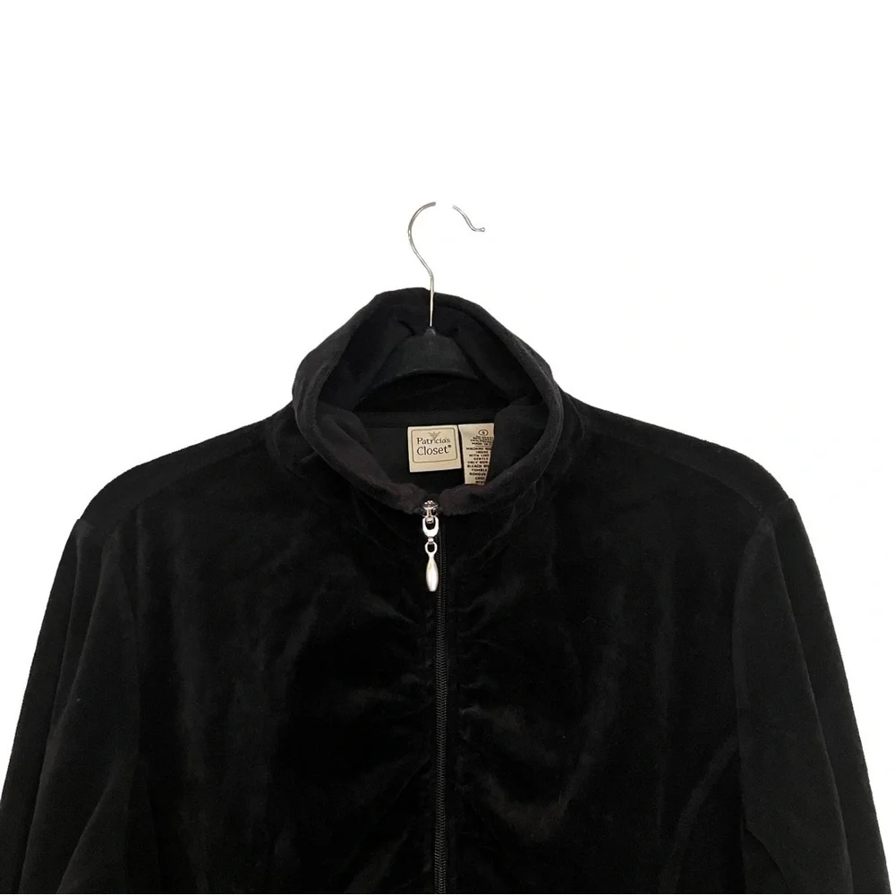 Patricia's Closet Black Fleece Full Zip Sweater Jacket Small